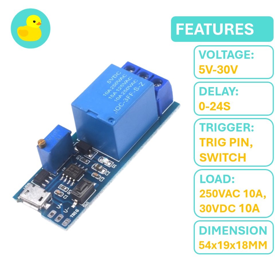 5V-30V Trigger Relay Module With Delay Timer Max 24s | Shopee Malaysia
