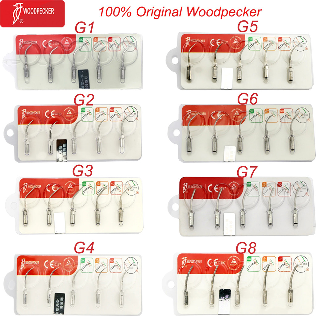 Woodpecker Dental Ultrasonic Scaler Tips – G1, G2, G4, P1, P3, G20 Styles For Piezo Units