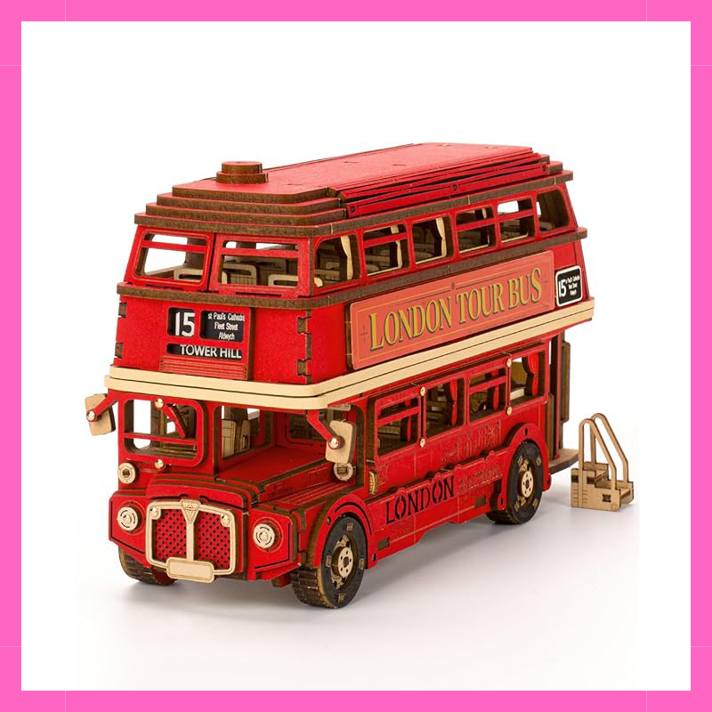 ROBOTIME 3D Wooden Puzzle London Sightseeing Bus Kit Mechanical Model ...