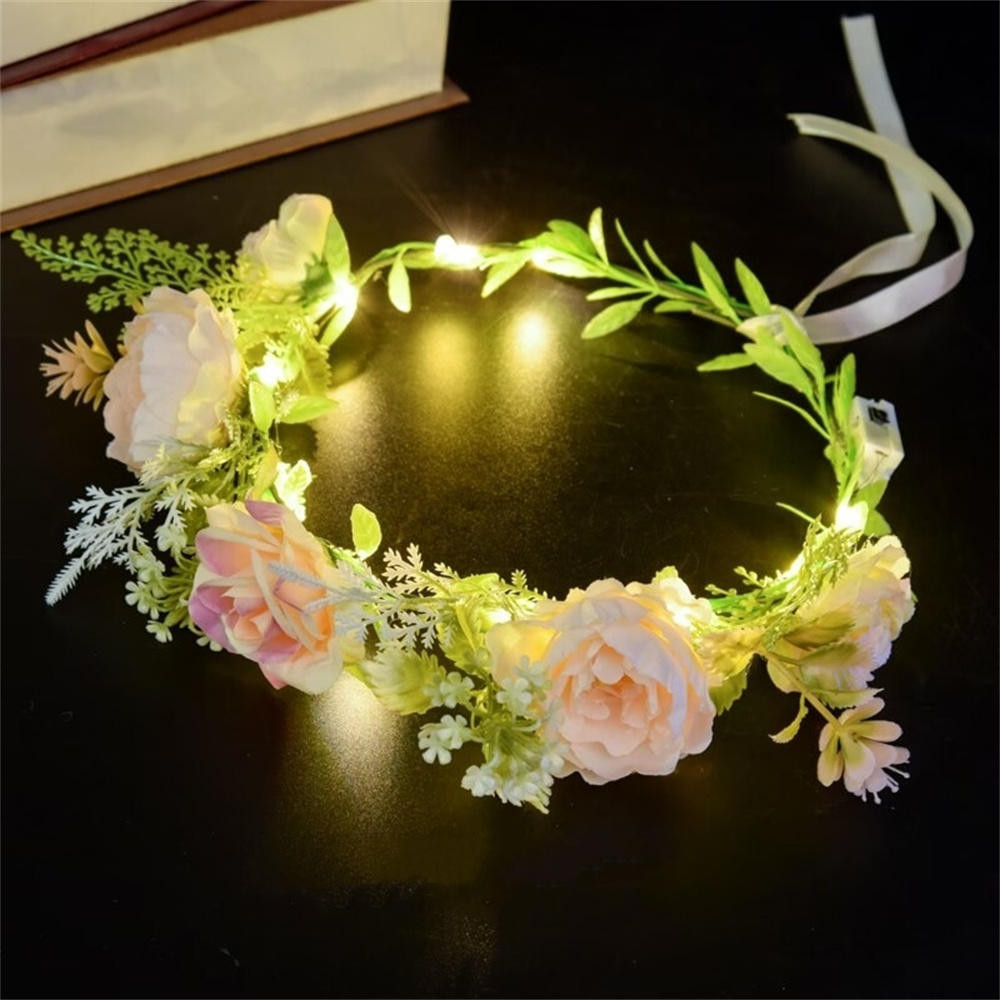 Light Up Flower Crown Headbands - LED Floral Wreath Crown Hair ...