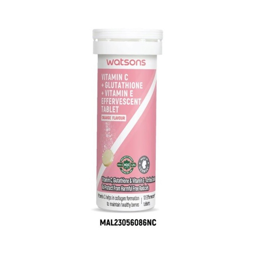 WATSONS Vitamin C + Vitamin E + Glutathione Effervescent Tablets 10s |  Shopee Malaysia