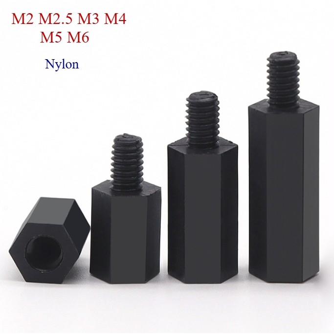M2 M2.5 M3 M4 M5 M6 Black Hex Nylon Motherboard Standoff PCB Support ...