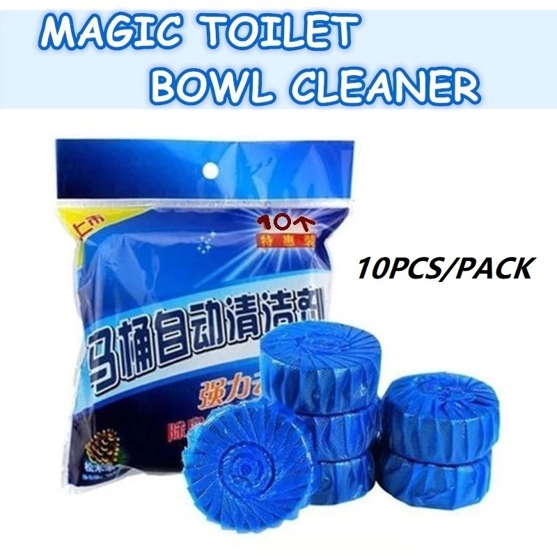 (10PCS/PACK) Magic Auto Toilet Bowl Cleaner Blue Bubble Flush Bathroom ...