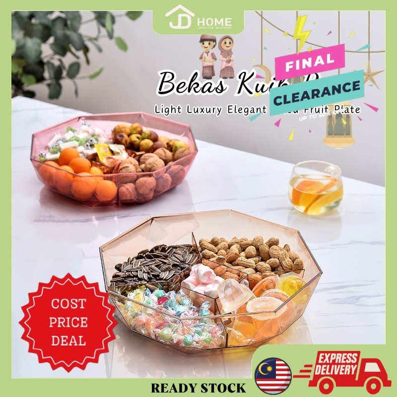 RAYA Special Bekas Kuih Raya 5 In 1 Compartment Dried Fruit Plate Snack ...