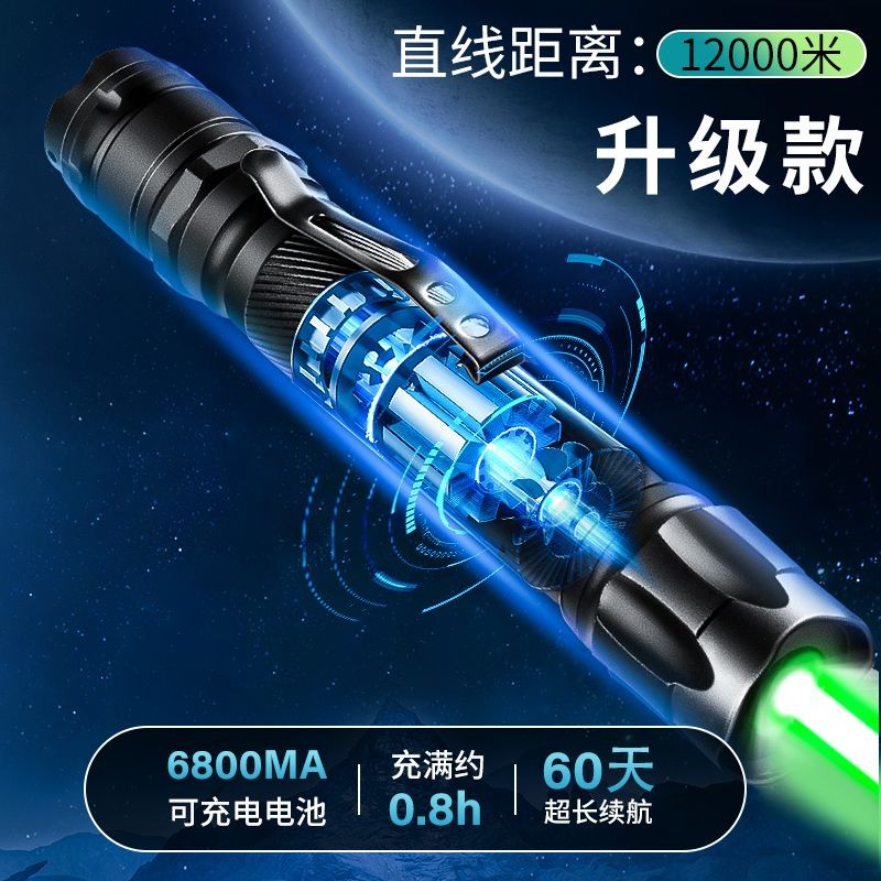 激光笔强光远射镭射大功率绿光红外线手电筒指星笔工程工地教练Laser pen, strong light, long-range laser ...
