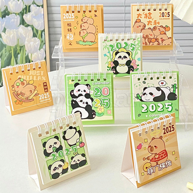 [ Featured ] 2025 Panda Capybara Mini Desk Calendar - Cartoon Graffiti ...