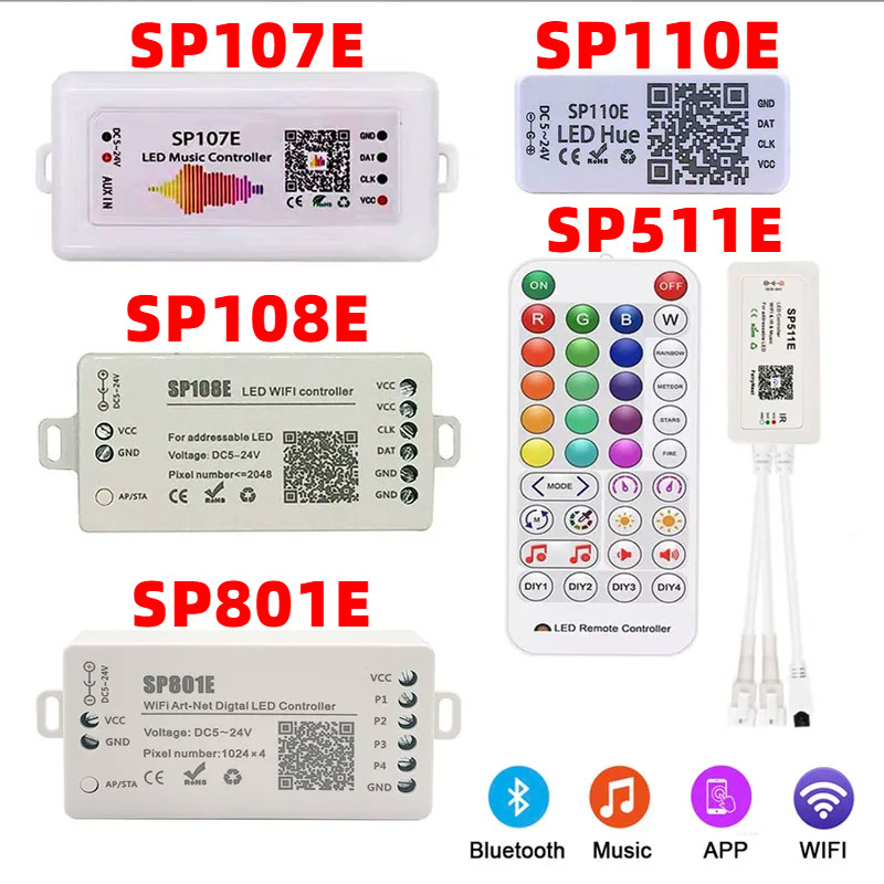 WS2812B WS2811 LED Strip Light Bluetooth/Music/WIFI/USB Pixels ...