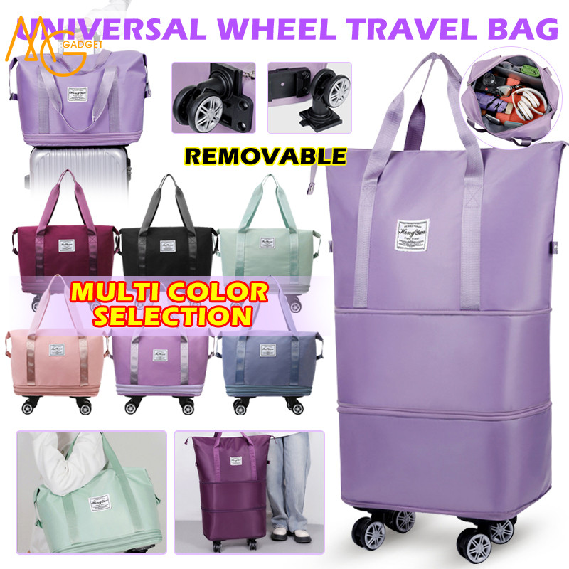 Large Capacity Roller Travel Bag Portable Double Layer Extendable Bag ...