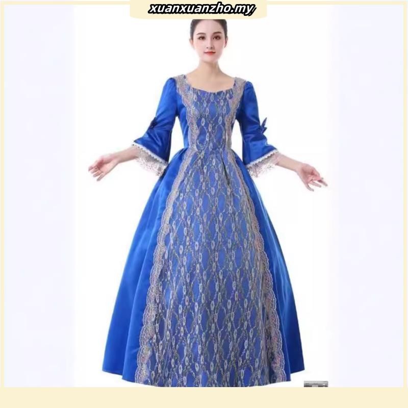 Women's Renaissance Medieval Prom Dress, Queen's Champagne Costume ...
