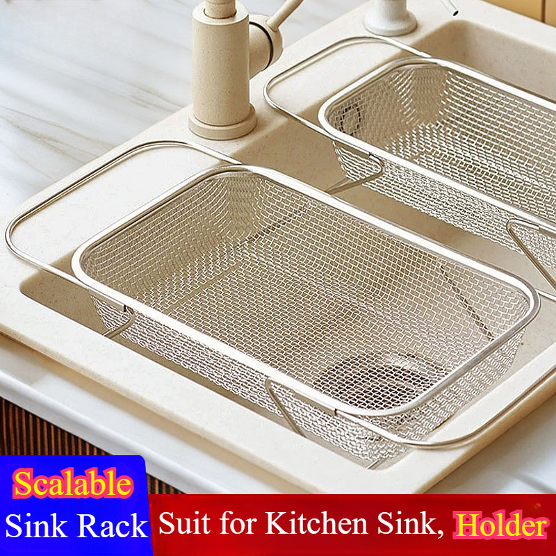 Scalable 304 Stainless Steel Sink Rack Drain Basket, Vegetable Washing ...
