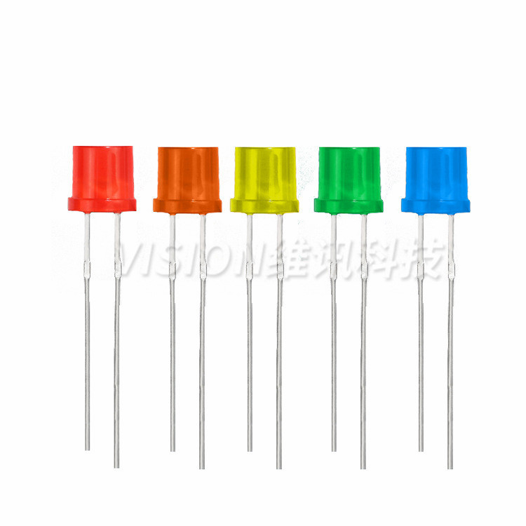 5MM Flat Head LED Red Blue Yellow Green Short Feet General Green F5 ...