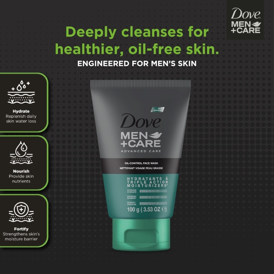 DOVE MEN+ CARE Advanced Care Oil-Control Face Wash 100g | Shopee Malaysia