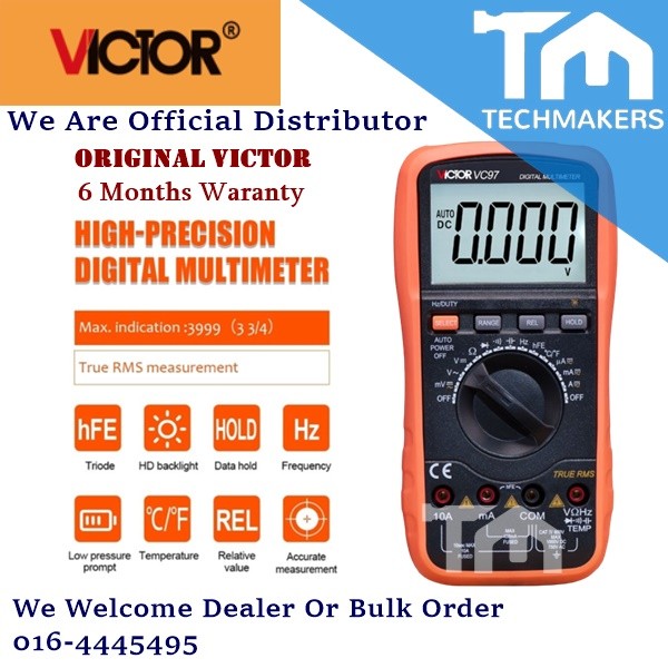 Victor VC97 97 Digital Multimeter Meter DC AC Current Ampere Volt Tester Checker Ammeter Voltmeter Professional