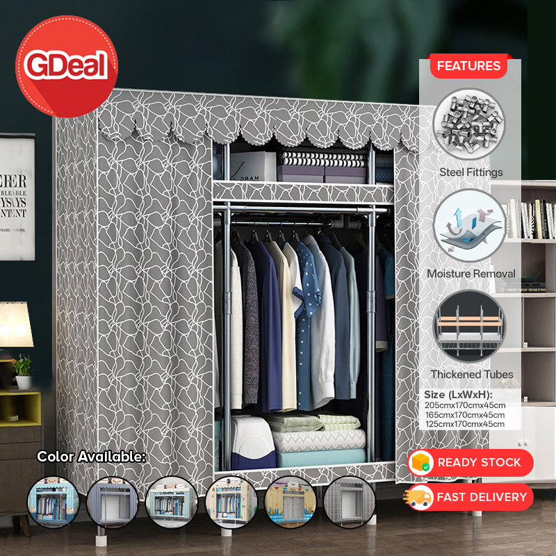 GDeal Clothes Wardrobes Steel Diameter 20mm Almari Baju Clothes ...