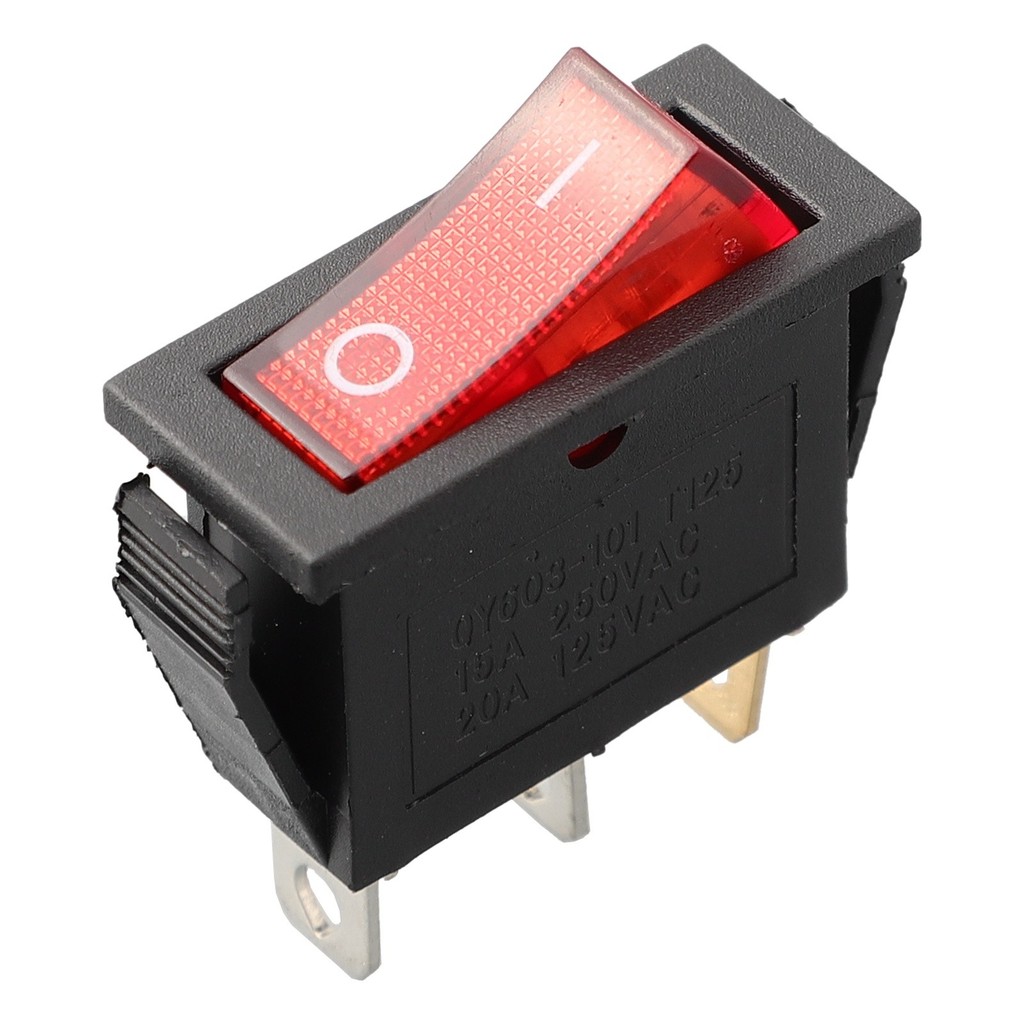 (MULSTORE) Rectangular Latching Neon Rocker Switch ON/OFF 3 Pin Red ...