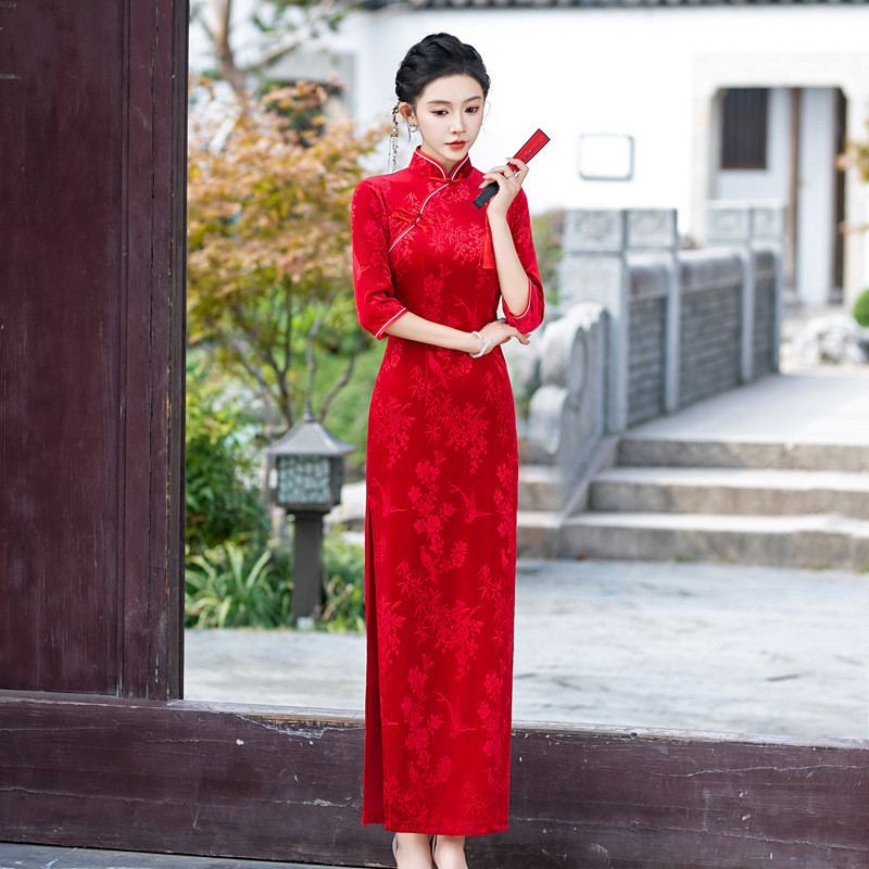 Dsmyz] Ladies Chinese Dress CNY Long Sleeve Elegant Cheongsam Plus Size  Qipao Baju 2026 5132 | Shopee Malaysia