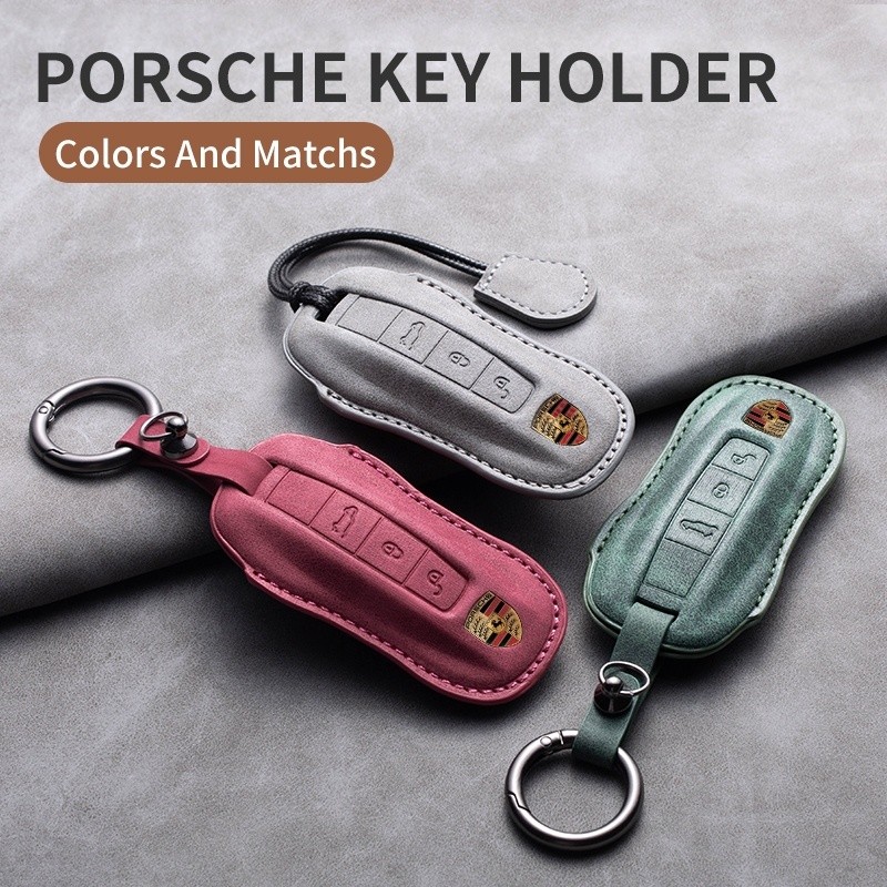 Porsche leather Car Key Protection Cover Cayenne Panamera 911 Taycan ...