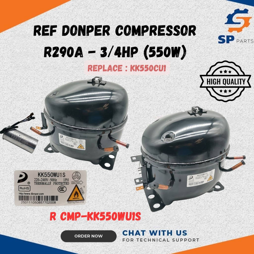 DONPER R CMP-KK550WU1S Compressor | 3/4HP 550W | R290A | 220-240V ...