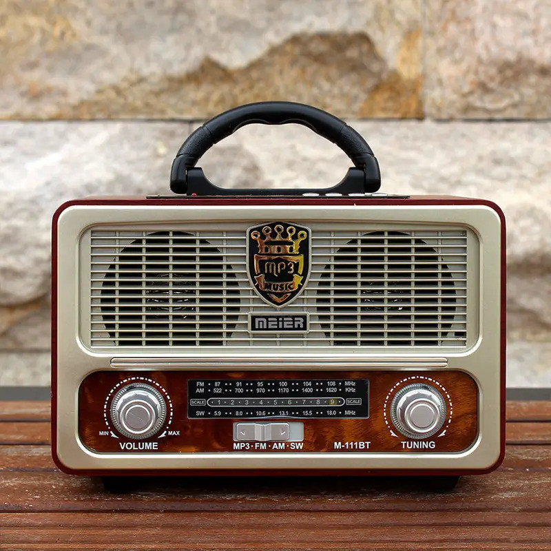 Retro Bluetooth Radio Wireless Portable Wooden Outdoor HIFI Speaker FM ...