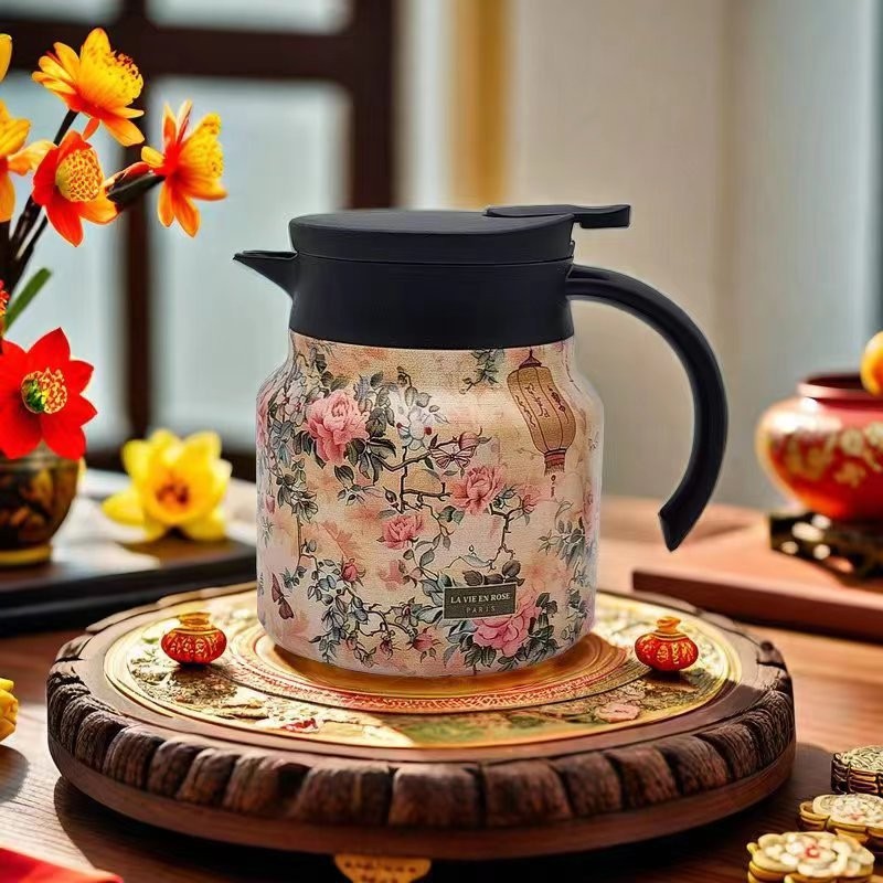NEW 1L/1.5L Stainless Steel Stewed Teapot Press-type Tea Brewing Kettle ...
