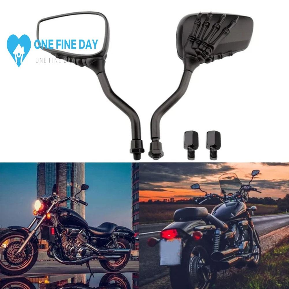 Halloween Motorcycle Modified Rearview Mirror Horror Flat Skull Mirror ...