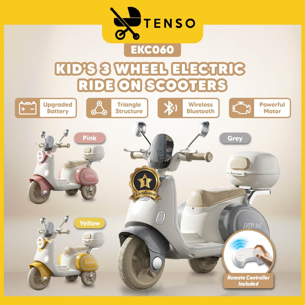 TENSO Kid's 3 Wheel Electric Ride On Scooters Skuter Elektrik 3 Roda ...