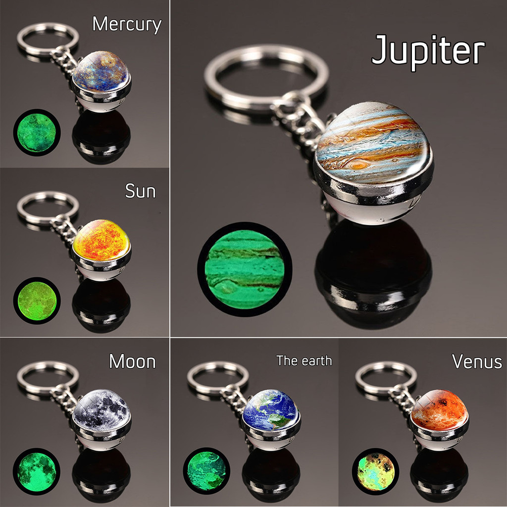 Planet Keyring Space Moon Earth Nebula Creative Luminous Double Side ...