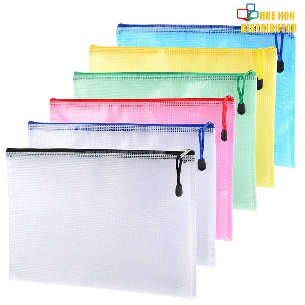 Mesh Zipper Bag A4 Paper Document File Storage Pouch Stationery Case ...
