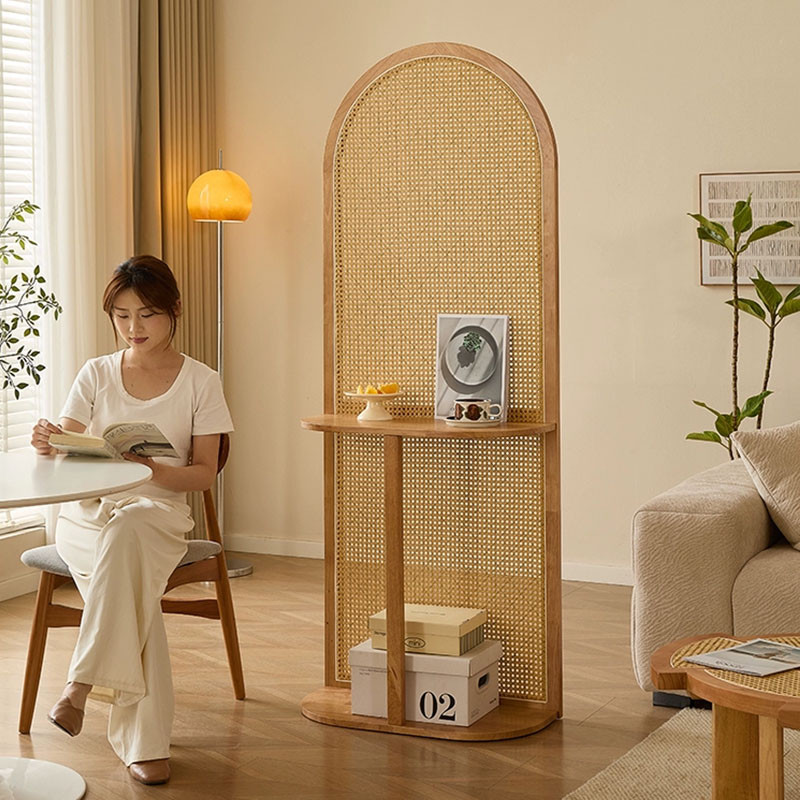 Solid Wood Japanese Rattan Screen Partition Living Room Entrance ...