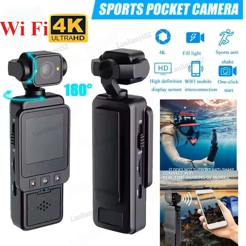 Handheld Sports Pocket Camera 4K HD Display 180° Rotatable Built-in ...