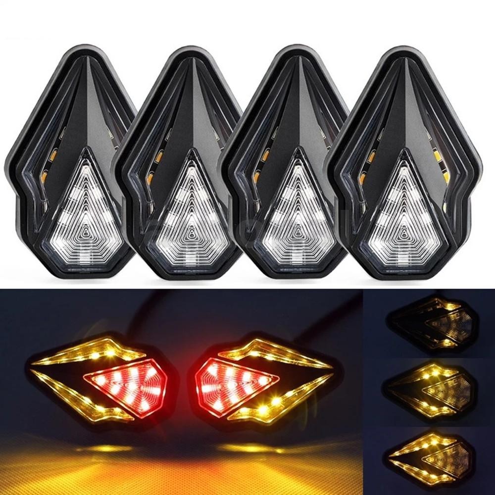 Pair 12V Diamond Shaped Dual Lights LED Motorcycle Turn Warning ...