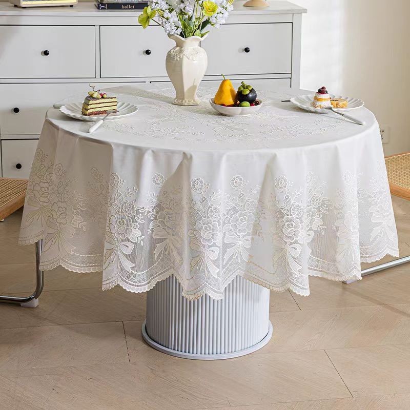 Simple Round Table Cloth Dining Tablecloth Modern Pvc Lace Tablecloth ...