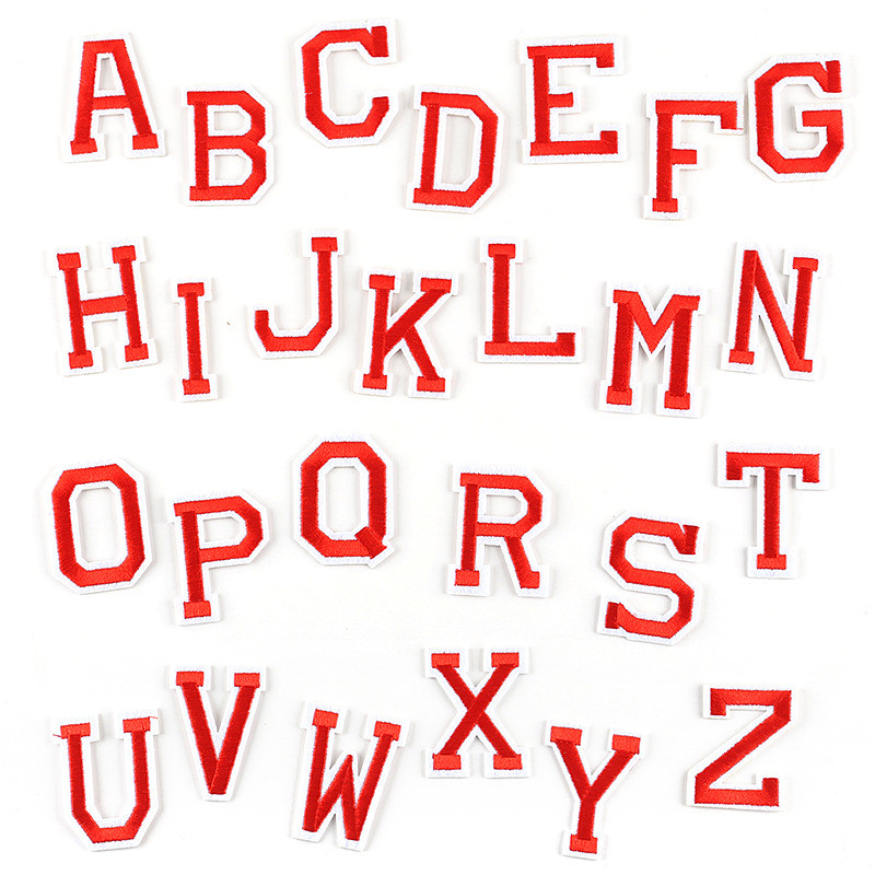 5*4CM Computer Embroidery Red English Letters Ironing Patches With Hot ...