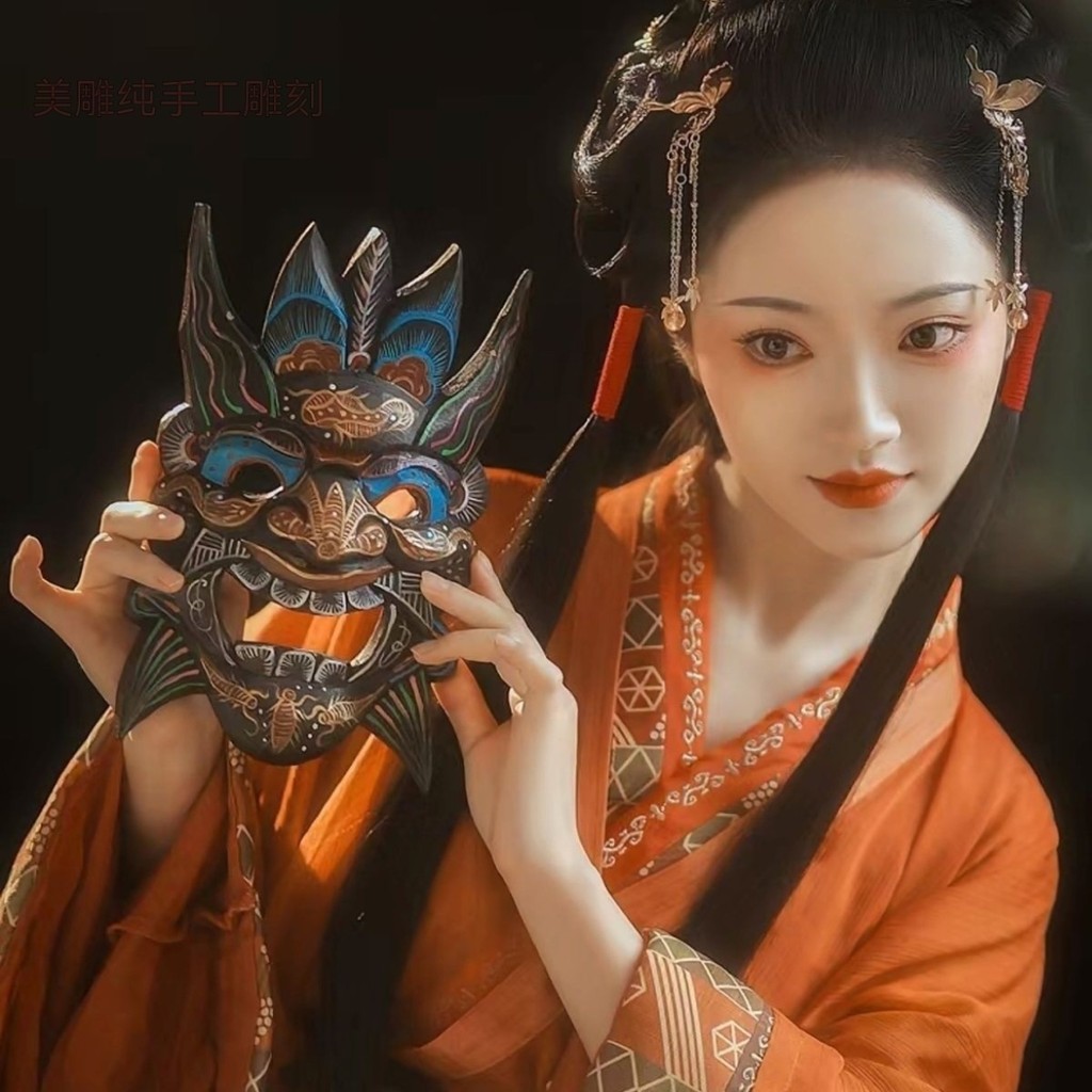 Pure Handmade Wood Carving, Support Selection, Nuo Drama, Props, Masks ...