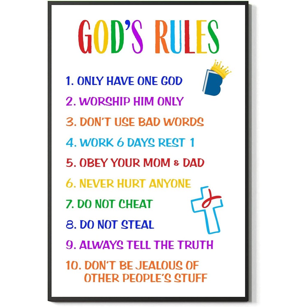 10 Ten Commandments Poster Nursery Wall Art 10 Commandments For Kids ...