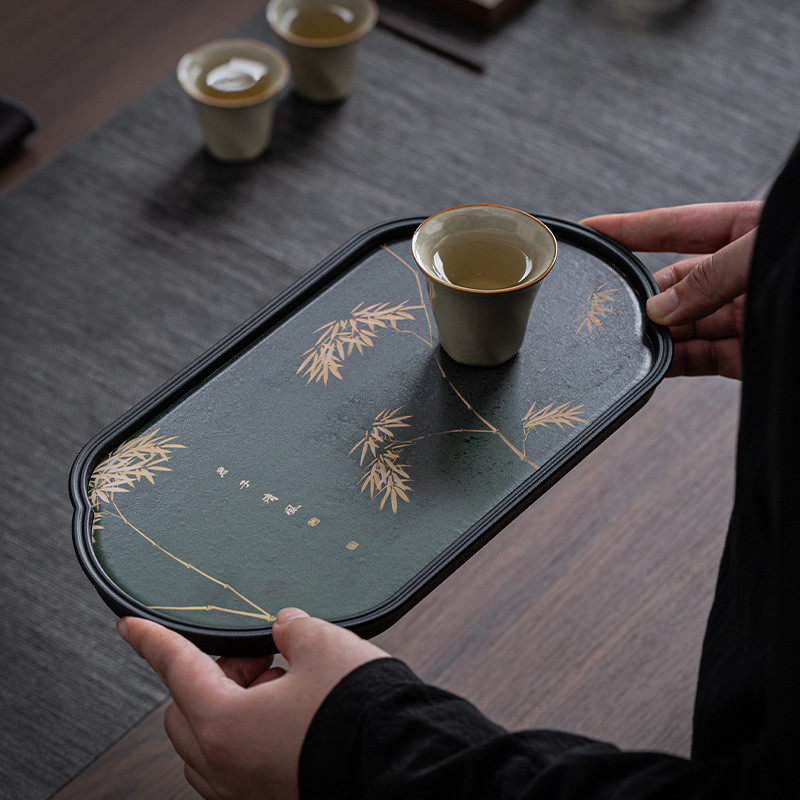 [Yuanyi] Small Tea Tray Household Chinese Style Absorbent Tea Tray ...