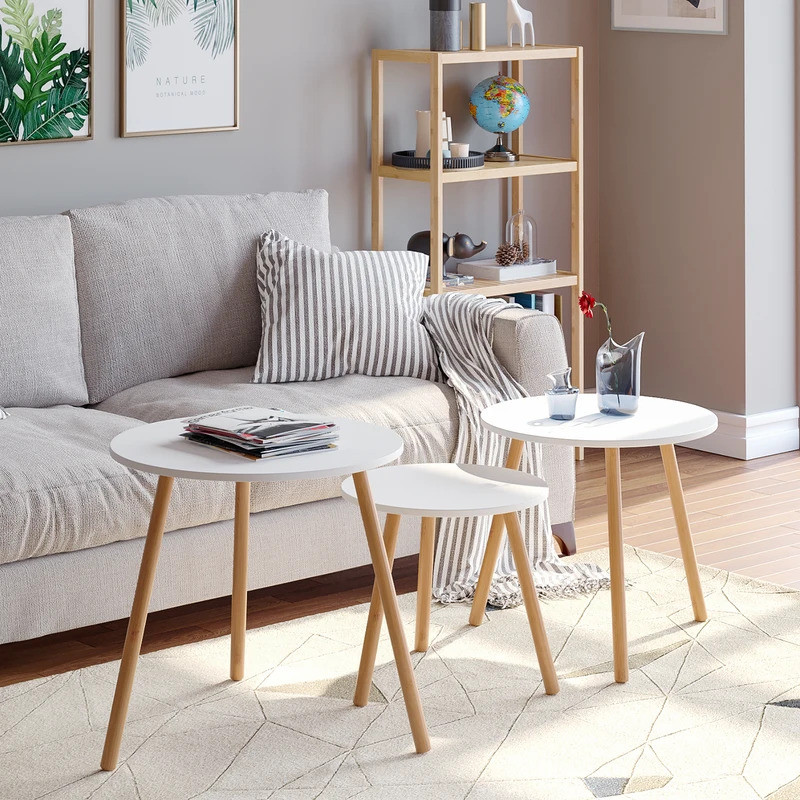 Getone Round Side Table, Set of 3 Nest of Table, Small Coffee Table ...