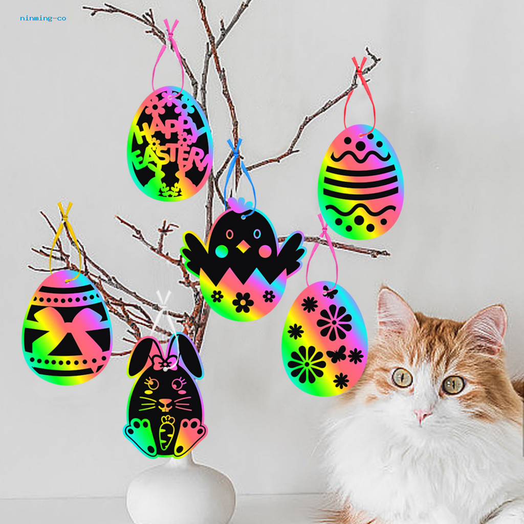 120 Pcs DIY Easter Craft Kits For Kids Scratch Paper Easter Ornaments...