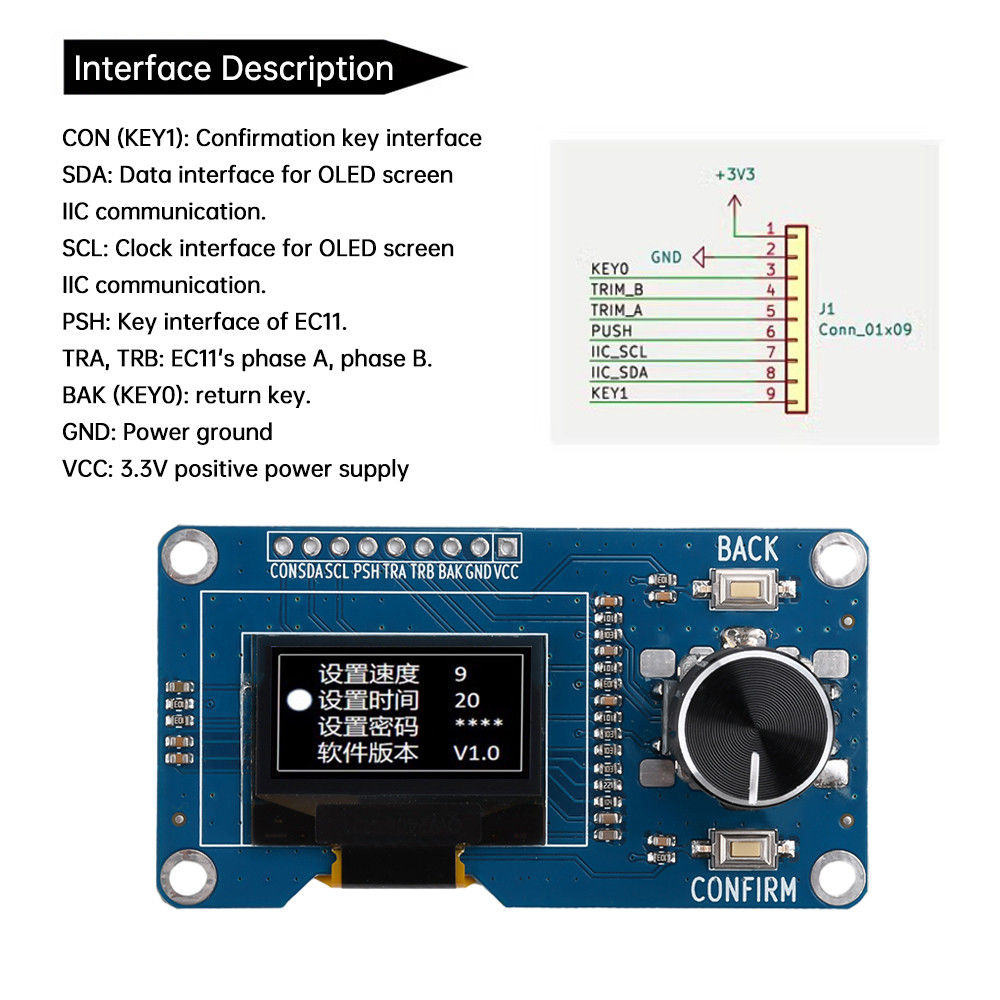 Pcbfun 0.96/1.3-inch OLED display EC11 rotary encoder module IIC ...