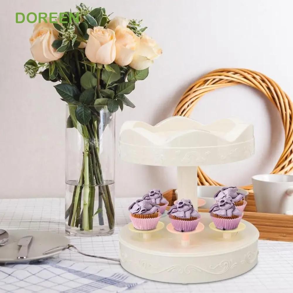 DOREEN Cupcake Display Stand, Rotate 360 degrees Plastic Automatic ...