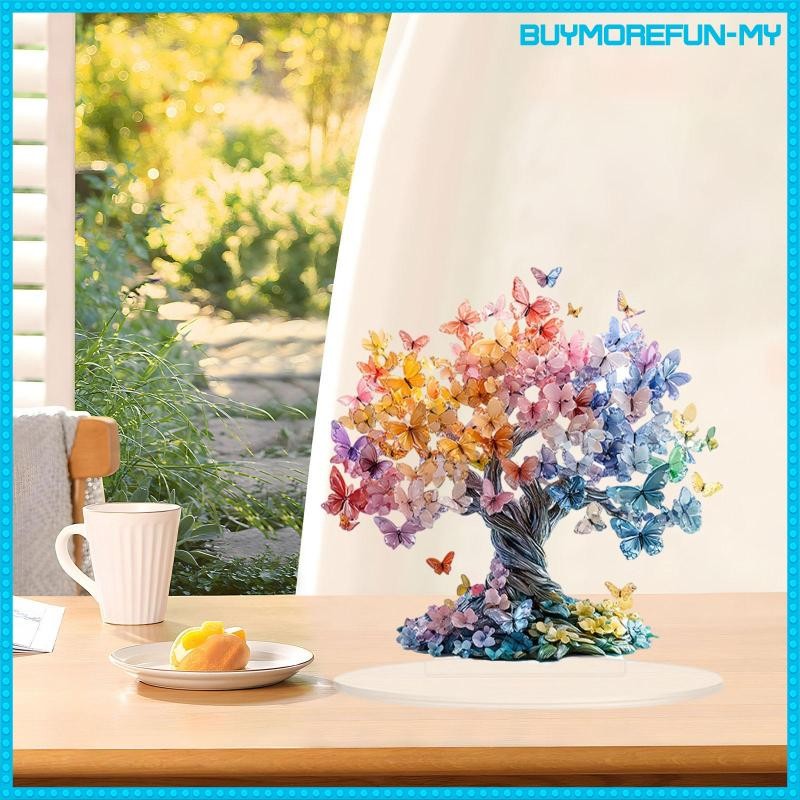[BuymorefunMY] Butterfly Lucky Tree Table Ornament Tabletop with Base ...