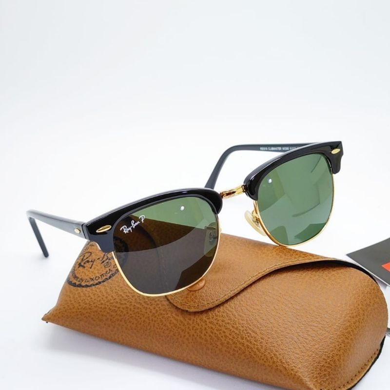 Clubmaster glasses 3016 black gold polarized lenses | Shopee Malaysia
