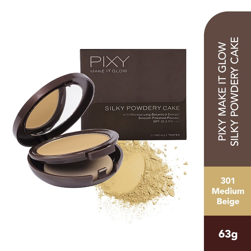 PIXY Glow Powdery Cake 301Medium Beige | Shopee Malaysia