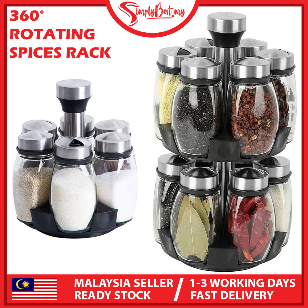SIMPLYBEST Seasoning Organizer Holder 360° Rotation Stainless Steel ...