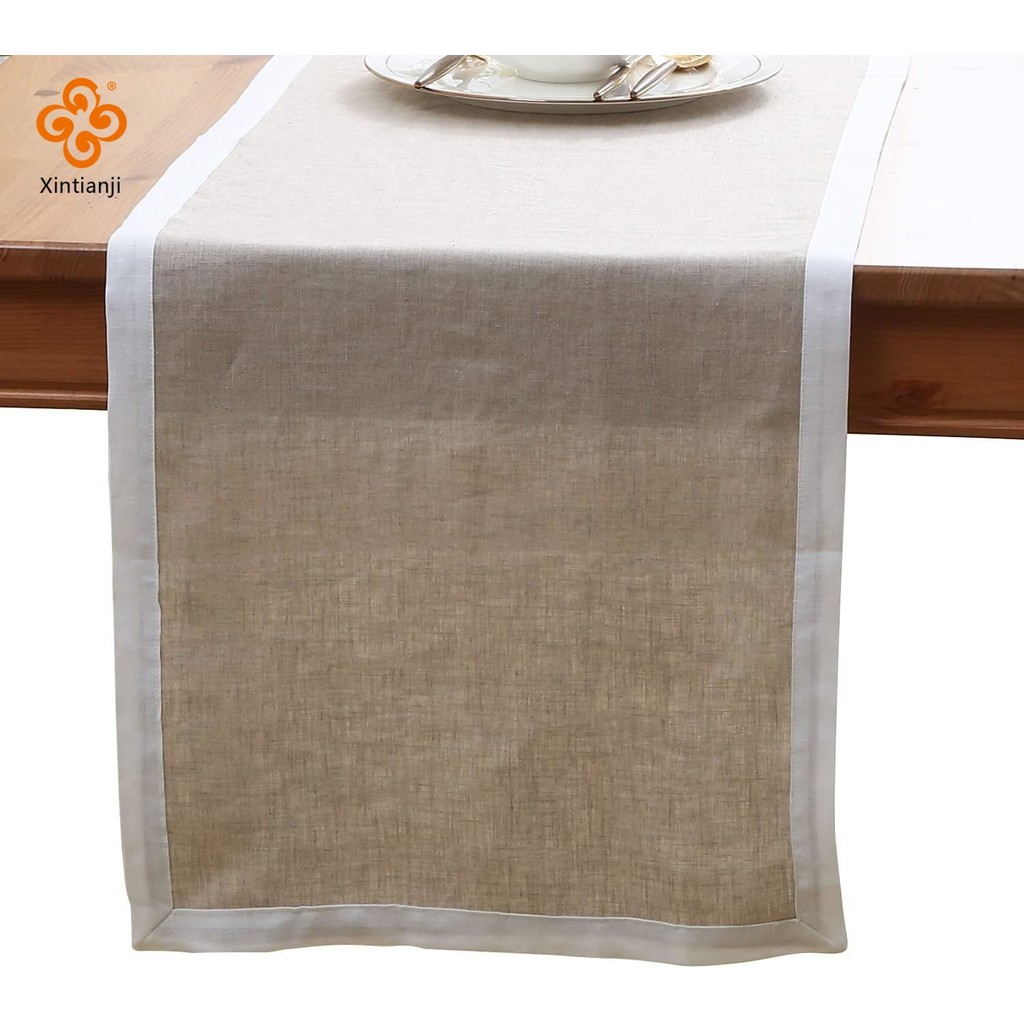 Dining Table Runner 100% Linen Table Runner 15x72 Inch Washable Border ...