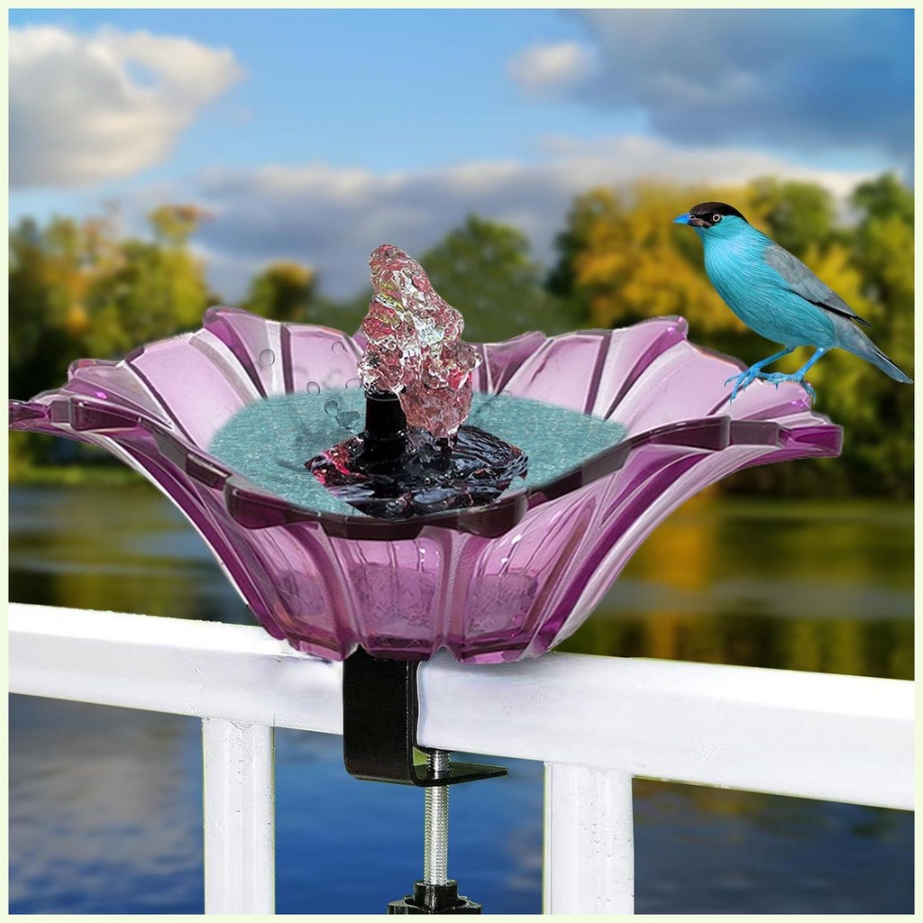 Electric Large Bird Bath With USB Pump - Waterfall Shower For Parrots & Pet Birds (Green)