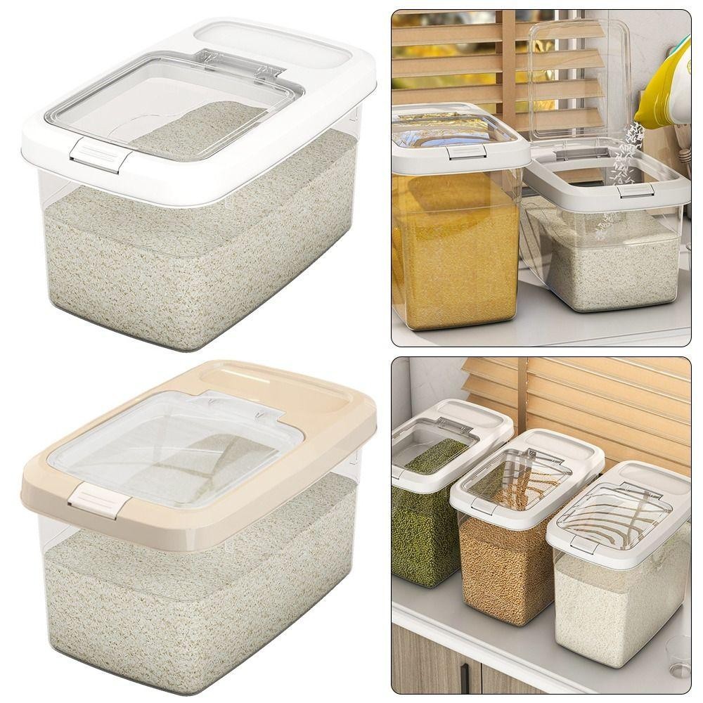 HYD Rice Bucket 10/15kg Fully Sealed Cereal Storage Box Kitchen Pet Cat ...