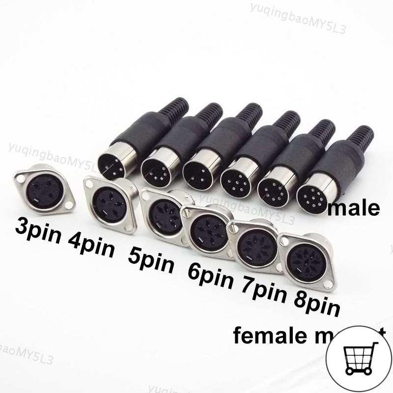 Dabixx Connettore Maschio Per Presa DIN Connettore 3/4/5/6/7/8 Pin Cavo Per Chassis - 5 Pin