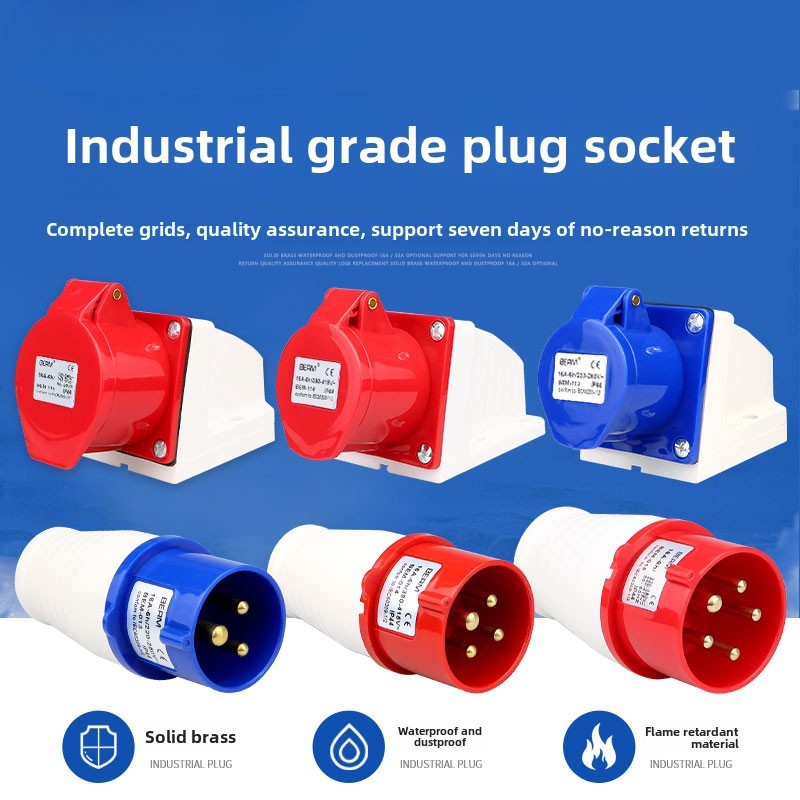 Waterproof Industrial Plug Socket 3 Cores 4 Cores 5 Holes 16A32A Male ...
