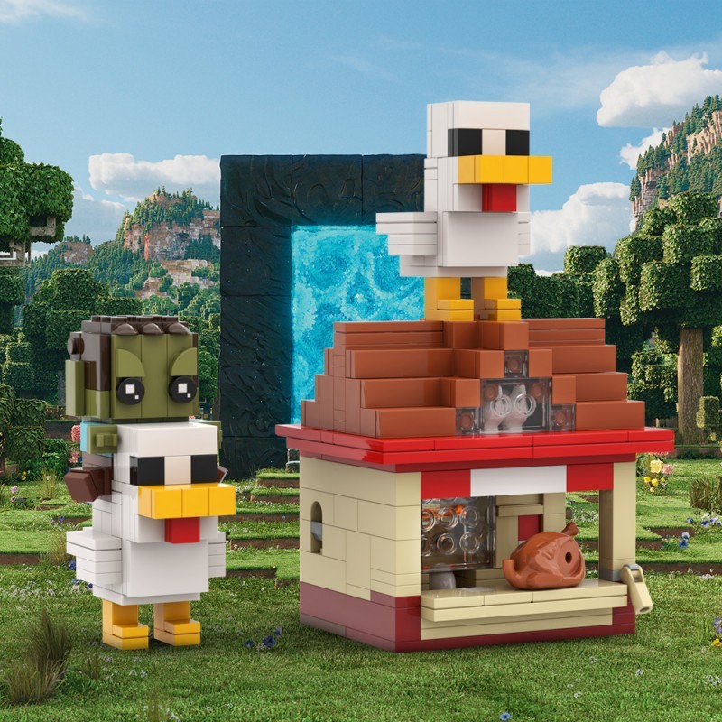 MOC Minecraft Chicken Knight and Lava Chicken Building Block Ornaments ...
